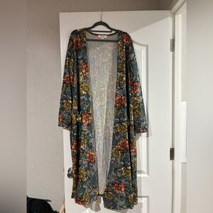 LuLaRoe Floral Cardigan - Blue, Yellow, Red